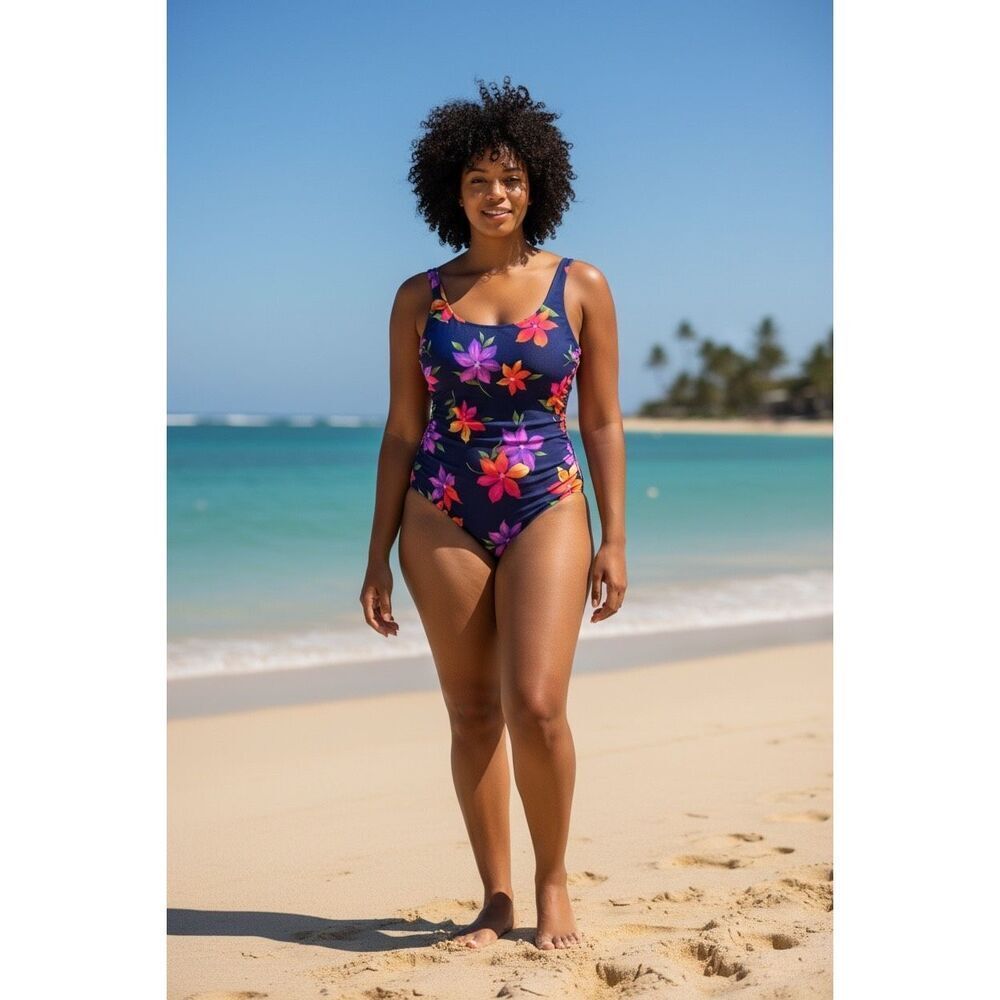 ✨Longitude Purple Floral One Piece Sz 12 Swimsuit✨